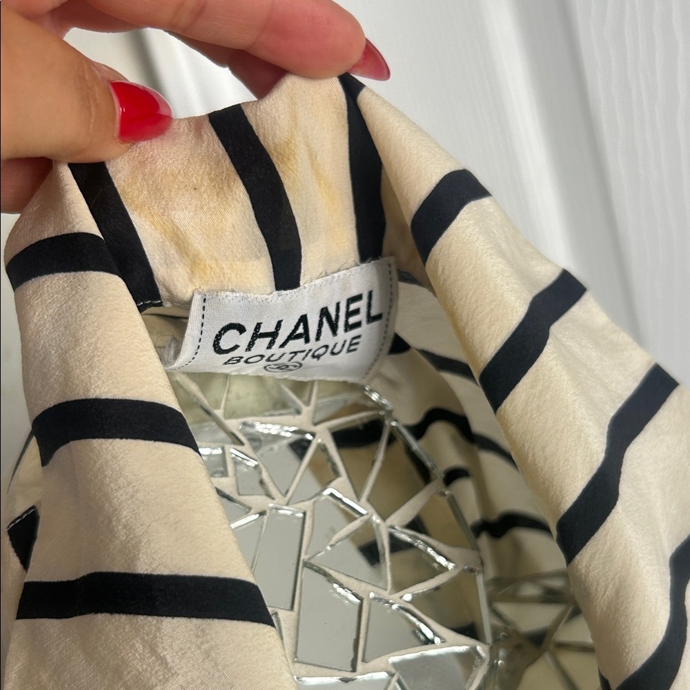 VINTAGE CHANEL SILK Striped Black and White Women's Dress - Picture 16 of 16
